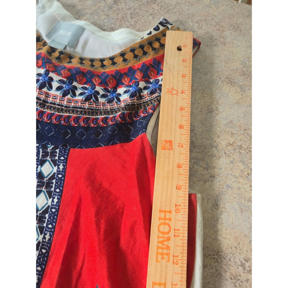 Maeve Anthropologie Red Floral Boho Sleeveless Shift Mini Dress Womens Large - Picture 7 of 10